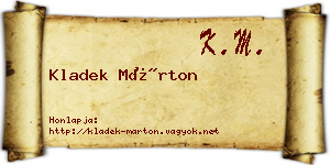 Kladek Márton névjegykártya